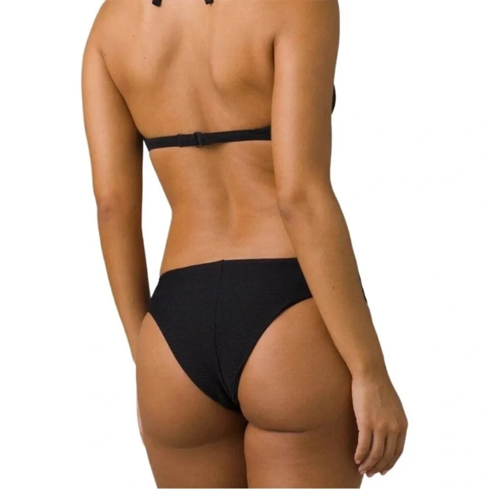 NWT prAna Size Large Black Gemma Swim Bikini Bottom Swimwear